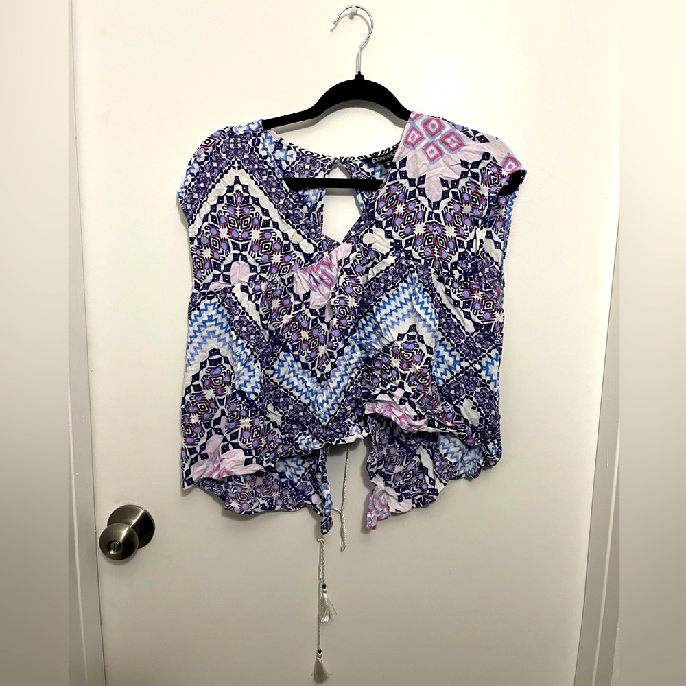 Express Purple and Blue Patterned Blouse